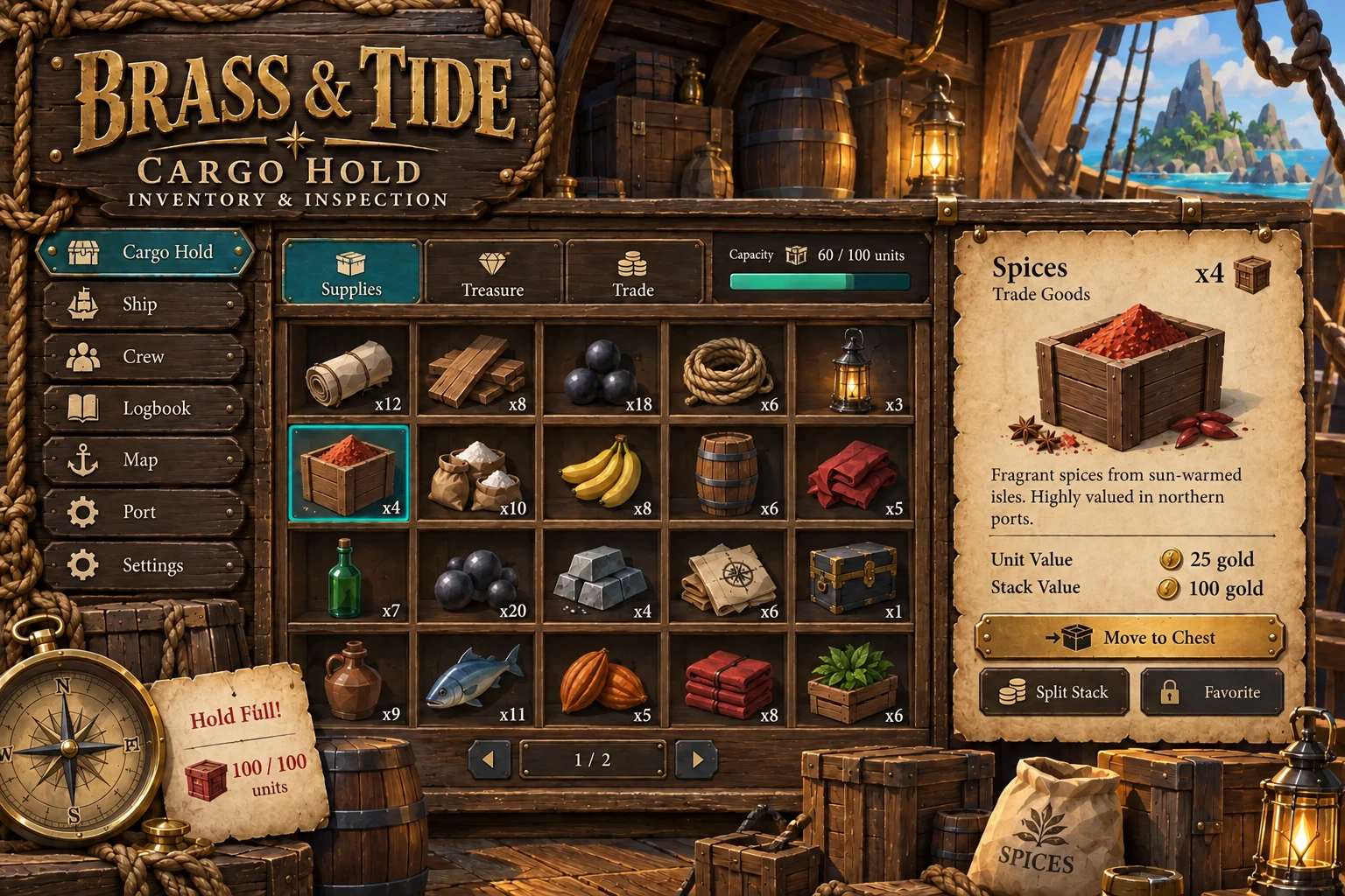 Brass & Tide · Inventory concept screen