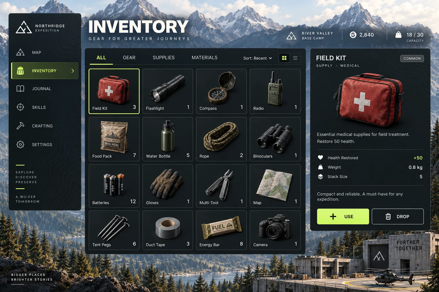 Modern Essentials · Inventory concept screen
